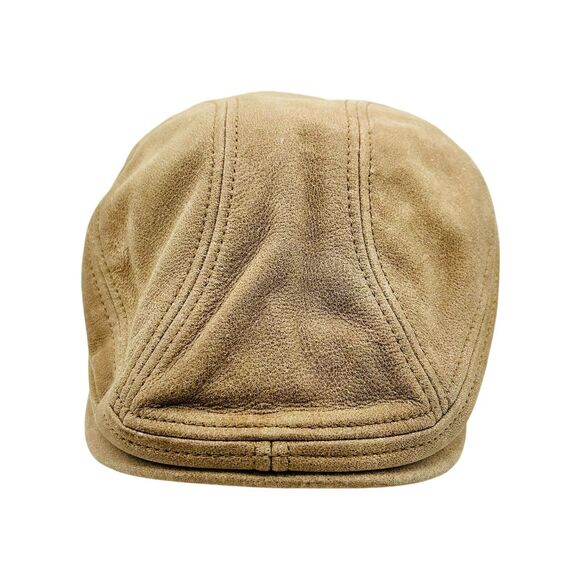 Scala Distressed Brown Leather Cabbie Newsboy Hat Cap Sz L/XL 100% Leather - Picture 1 of 7